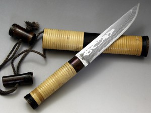 佐治武士作　侍II　多層鋼　茶粉仕上げ