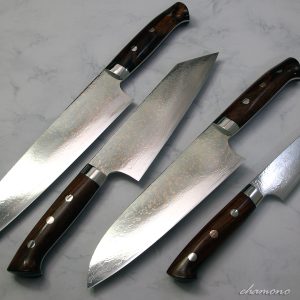 佐治武士作　V金10号W有色ダマスカス　カスタム包丁